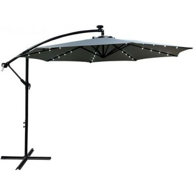 DobreSny Zahradní slunečník MILIN světle šedý s LED osvětlením, 300x300x245 cm – Hledejceny.cz