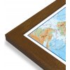 Nástěnné mapy Maps International Svět - nástěnná fyzická mapa 135 x 85 cm Varianta: mapa v dřevěném rámu, Provedení: Pegi tmavý ořech
