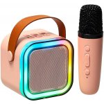 KIK KX3379 Karaoke Bluetooth reproduktor 6 W bezdrátový mikrofon růžový – Sleviste.cz