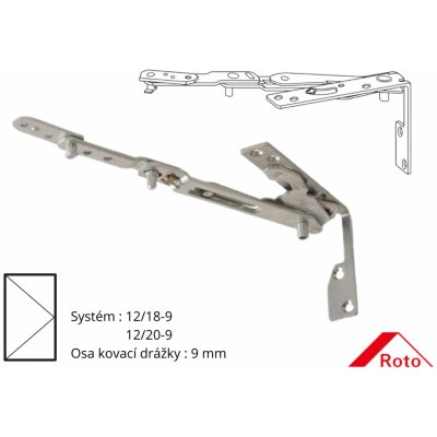 Roto Otevíravý závěs - rámová část Designo NT Levé křídlo Osa kovací drážky: 9 mm – Hledejceny.cz