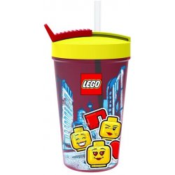 LEGO® Iconic Girl kelímek s brčkem žlutá červená 500 ml