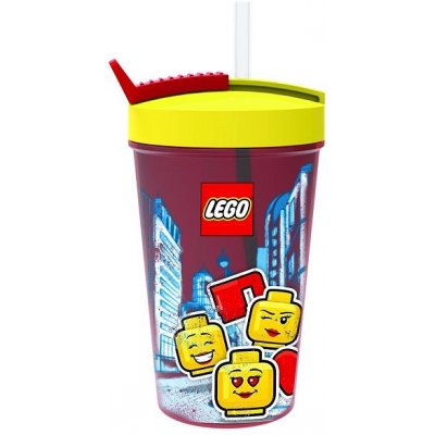 LEGO® Iconic Girl kelímek s brčkem žlutá červená 500 ml – Zbozi.Blesk.cz