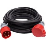 Solight prodlužovací kabel 400V 16A - 20m, 1 zásuvka IP44, černý kabel gumový H05RR-F 5G 2.5mm2