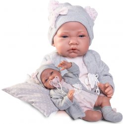 Panenka Antonio Juan Realistické miminko holčička v šedém oblečku