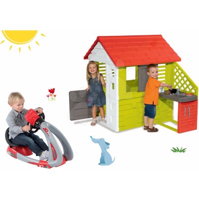 Smoby Set domček Pretty Nature s letnou kuchynkou+trenažér pre deti V8 Driver elektronický so zvukom a svetlom SM810702-40 – Zboží Dáma