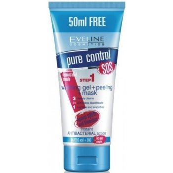 Eveline Cosmetics Pure Control Sos 3v1 krok 1 čistící mycí gel 200 ml