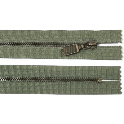 WICO Kovový zip no.3 nerozepínací 18cm khaki zelený (staromosazné zoubky) ozdobný jezdec – Hledejceny.cz