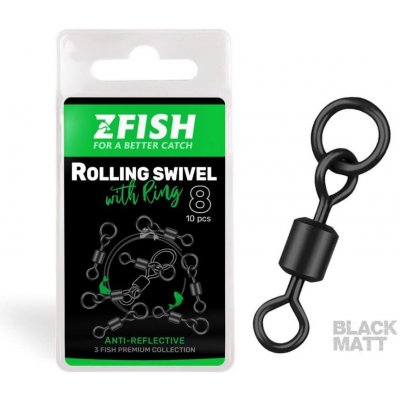 ZFISH Obratlík Rolling Swivel With Ring Black Matt vel. 8 10 ks – Zboží Dáma