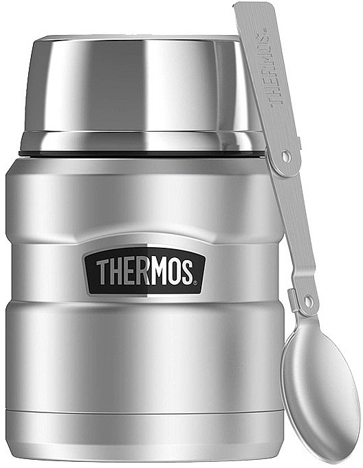 Thermos Style metalicky šedá termoska na jídlo s integrovanou lžící 0,47 l