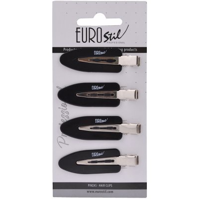 Sponky do vlasů s podložkami Eurostil Professional - 6 cm, černé, 4 ks (06388) – Hledejceny.cz