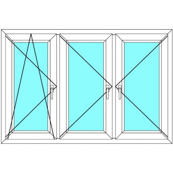 Aluplast Ideal Plastové okno 300x160 Trojdílné se sloupky 4000 Bílá - Bílá