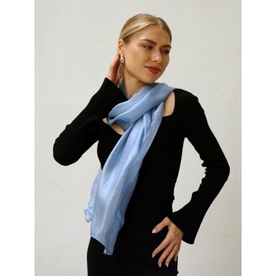Hedvábná šála světle šedomodrá – Zboží Mobilmania