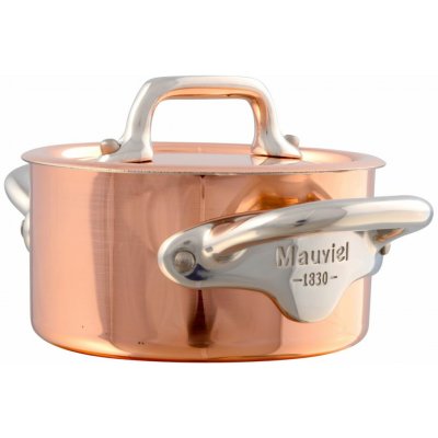 Mauviel Měděný kastrůlek s poklicí a nerezovými uchy M’Minis 9 cm / 0,3 l 613009 – Zboží Mobilmania