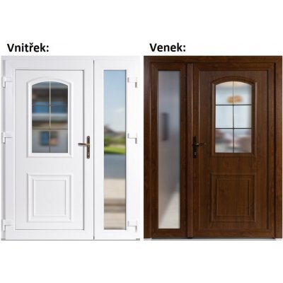 Soft Dvoukřídlé vchodové 3D 302+Sklo Nisip Zlatý dub/bílá levé 150 x 200 cm – Hledejceny.cz