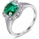 Meucci Stříbrný prsten se zeleným a čirými zirkony SYR050 – Zboží Mobilmania