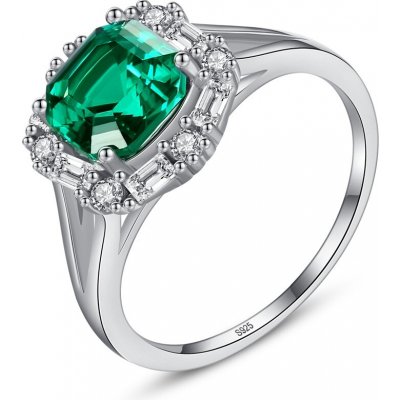 Meucci Stříbrný prsten se zeleným a čirými zirkony SYR050 – Zboží Mobilmania