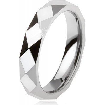 Šperky eshop Wolframový prsten ocelově šedé geometricky broušený povrch AB34.12