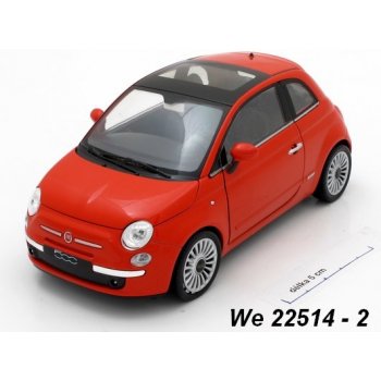 Welly 2007 Fiat 500 A4 červený 1:24