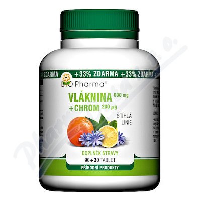 Bio Pharma Vláknina 600 mg + Chrom 200 mcg 120 tablet – Hledejceny.cz
