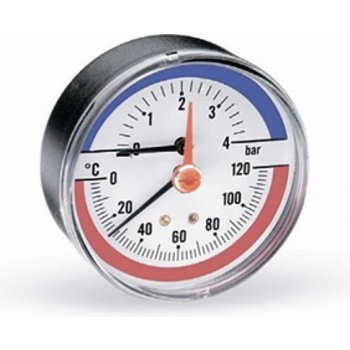 WATTS Termomanometr průměr 80mm, 0-4 bar, 120 °C, - axiální, 1/2''