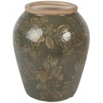 Zelená keramická váza s květy Timothée M - Ø 15*18 cm - Clayre & Eef – Hledejceny.cz