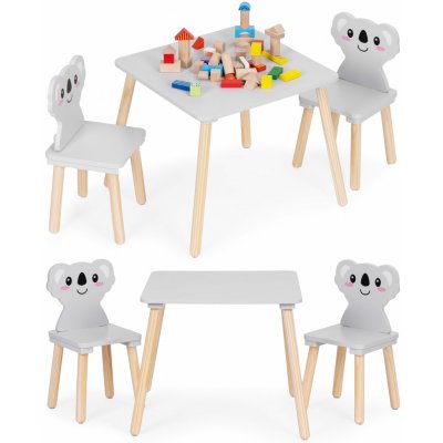 EcoToys stolek s židličkami Koala, šedá – Hledejceny.cz