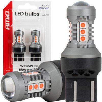 Amio 2ks LED 12V/24V W21/5W červená CANBUS – Hledejceny.cz