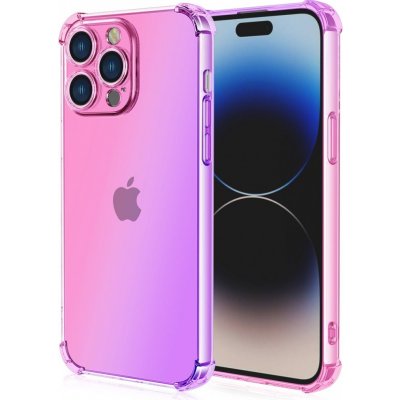 Pouzdro TopQ iPhone 15 Pro Max Shock duhový růžovo-fialový