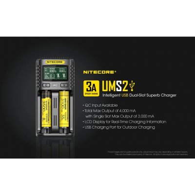 Nitecore Multifunkční USB nabíječka baterií UMS2 LCD 2 sloty – Zboží Mobilmania