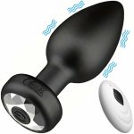 SuperLove Shiny Vibrating Butt Plug with Remote Control Black – Sleviste.cz