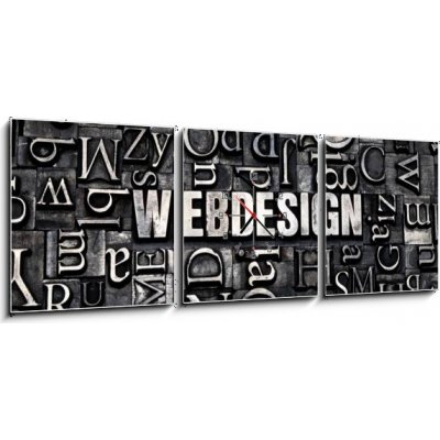 Obraz s hodinami 3D třídílný - 150 x 50 cm - webdesign webový design – Hledejceny.cz