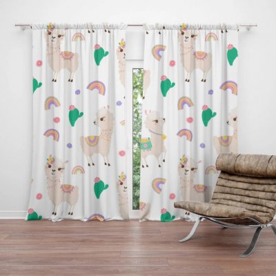 Sablio Závěs Roztomilé lamy: 2ks 140x250cm – Zboží Mobilmania