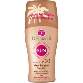 Dermacol Sun Milk voděodolné mléko na opalování spray SPF20 200 ml