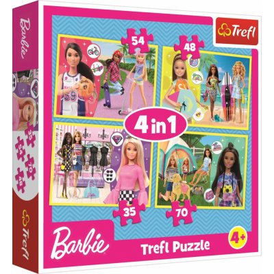 Trefl 4v1 ve světě Barbie 34333 35,48,54,70 dílků – Hledejceny.cz