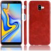 Pouzdro a kryt na mobilní telefon Samsung Pouzdro JustKing litchi Skin kožené Samsung Galaxy J6 Plus - červené