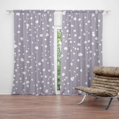 Sablio Závěs Bílé flíčky na fialové: 2ks 140x250cm – Hledejceny.cz