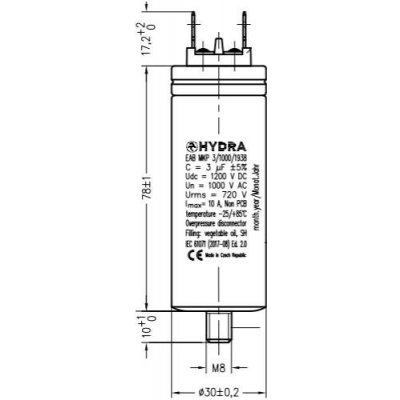 Hydra EAB MKP 3/1000/1938 kondenzátor filtrační 3uF – Zboží Mobilmania
