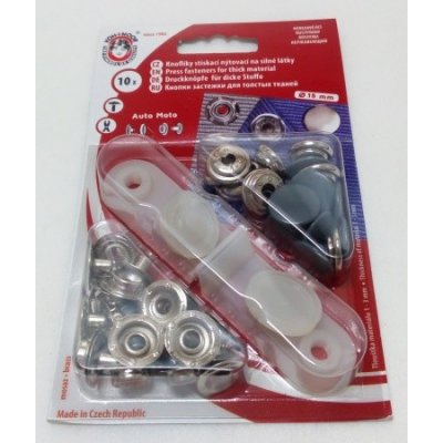 Knoflík stiskací AutoMoto, 15 mm, barevné – Zboží Dáma