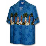 Pacific Legend Modrá havajská košile s motivem palem a surfování – Sleviste.cz