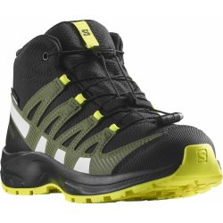 Salomon XA Pro 3D V8 Mid CSWP J dětské boty black Deep/Lichen Green/Safety Yellow