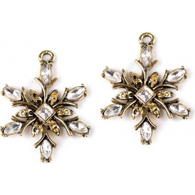 Prima-obchod Přívěsek vločka s broušenými kamínky Ø30 mm, barva 2 zlatá – Zboží Dáma