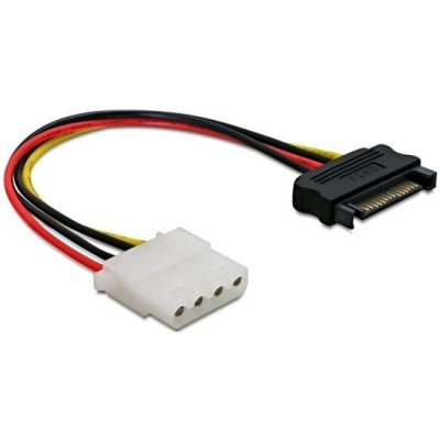 Delock 60115 Power Adapter SATA 15-pin samec na Molex samice 4-pin, 12cm – Sleviste.cz