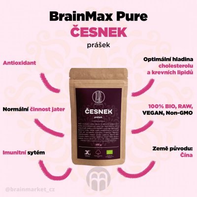 BrainMax Pure Česnek Bio prášek 100 g