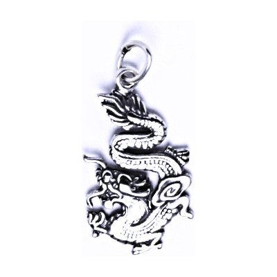 Čištín Stříbrný přívěšek, čínský drak s patinou, P 774