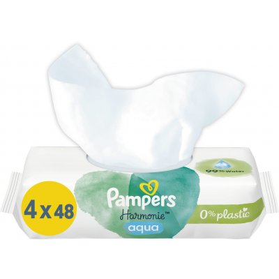 Pampers Harmonie Aqua Dětské čisticí ubrousky 4 x 48 ks