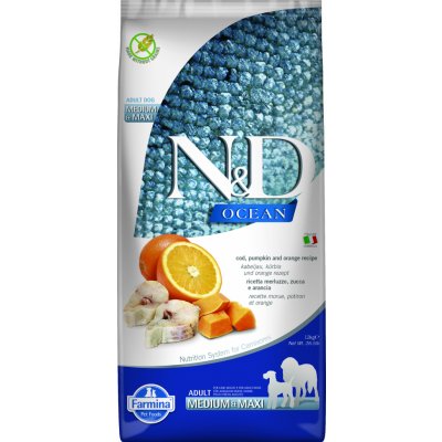 N&D Ocean Dog Adult Medium & Maxi Grain Free Codfish & Pumpkin & Orange 12 kg – Hledejceny.cz