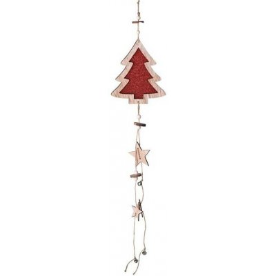 Závěs dřevo 135x160mm strom, přírodní s glitrem, červená – Hledejceny.cz