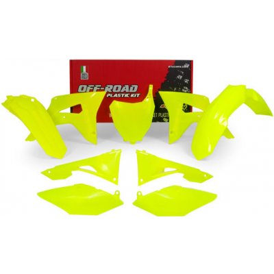 RACETECH (RTECH) kompletní sada plastů HONDA CRF 450R 17-18, CRF 250 18 barva žlutá fluorescenční (s tabulkou a zakrytém filtru) - (R-KITCRF-GF0-599) – Zboží Mobilmania