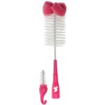 Akuku kartáč na láhev a dudlík s houbičkou růžová – Sleviste.cz