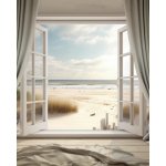 ZUTY Obrazy na stěnu - Výhled z francouzského okna na moře Rozměr: 40x50 cm, Rámování: vypnuté plátno na rám